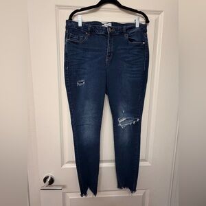 Women's Distressed Blue Skinny Jeans